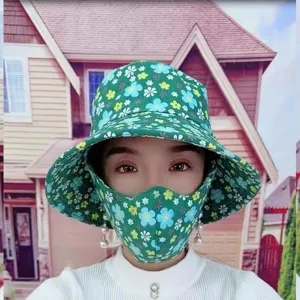 Floraler Sonnenhut mit integrierter Gesichtsmaske für UV-Schutz und Outdoor-Gartenarbeit