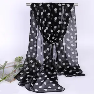 Sciarpa da Donna in Georgette con Stampa a Pois Leggera Rettangolare Sottile Elegante Foulard Decorativo per Danza
