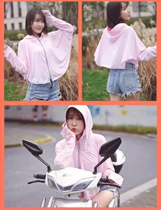 Pink ice silk sun protection jacket for women during outdoor cycling and sports
