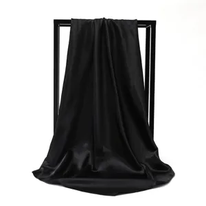 Women Elegant Solid Color Satin Square Scarf Professional Business Headscarf Vintage Versatile Neck Neckerchief Accessory