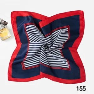 Elegant red and navy blue striped silk square scarf perfect for professional office wear