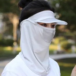 Sun protection ice silk face mask with visor for full face coverage during summer cycling