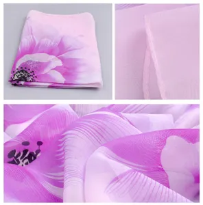 Elegant floral print chiffon summer scarf and lightweight sunscreen shawl for women
