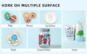 Feutres acryliques présentés sur diverses surfaces comme le bois, la céramique et le verre