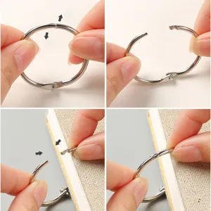 Step-by-step use of metal binder rings for a professional linen cover sketchbook