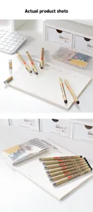 Detailed view of black fineliner pens on a desktop planner