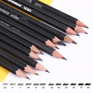 Professional sketch pencil set with 12 hardness levels from 2H to 8B for art drawing
