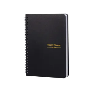 Minimalist black undated weekly planner spiral notebook for 52 weeks goal tracking