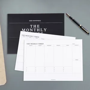 Planificador Semanal Mensual en Inglés Minimalista Bloc de Notas Desprendible B5 Encuadernación con Pegamento Inalámbrica Cuaderno para Oficina Escuela Planificación de Horarios