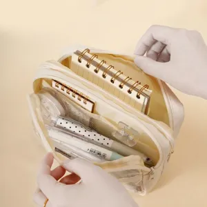 Briefpapier-Organizer mit großem Fassungsvermögen und mehreren Staufächern in Creme