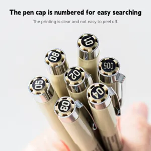 Black fine liner pens with numbered caps for detailed sketching and drawing.