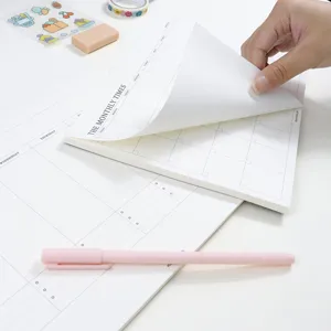 Bloc de notas planificador mensual inglés minimalista con páginas arrancables y cuadrícula