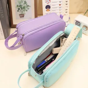 Große tragbare Schreibwarentasche für Schüler, minimalistisches Design in schönen Pastellfarben