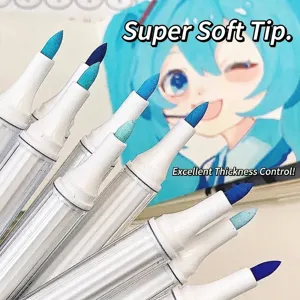 Professional opaque acrylic markers with flexible brush tips for layered painting