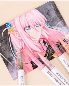 Marqueurs acryliques professionnels à pointe souple pour illustrations d'anime détaillées