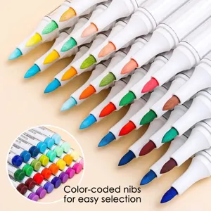 Professional acrylic markers set with soft brush tips for art and drawing projects