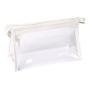 Minimalistisches großes Mäppchen aus klarem PVC mit weißem Reißverschluss für Schule