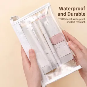 Große transparente TPU-Federtasche und Kosmetiktasche mit wasserfestem Design für Schule