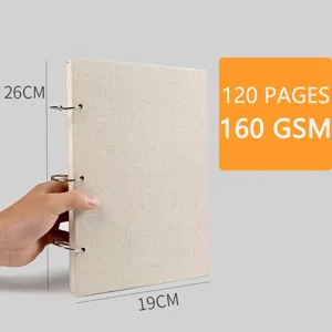 Premium μπλοκ σχεδίου 16K με λινό εξώφυλλο, χαρτί 160gsm, 120 σελίδες, 26x19cm