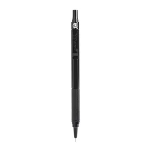 Professional 0.3mm black metal mechanical pencil with knurled grip for sketching and drawing.