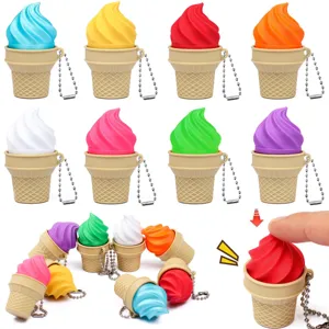 Llavero de Juguete de Descompresión de Cono de Helado Impreso en 3D Teclado Mecánico Presión de Dedo Colgante Alivio del Estrés