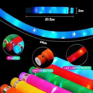 Vista dettagliata del pop tube LED con pulsante di accensione e 3 modalità luce