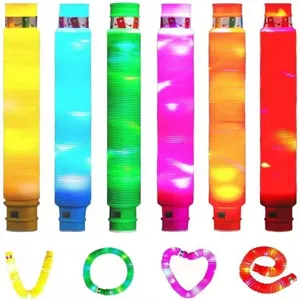 Tubi pop LED colorati per alleviare lo stress, giocattoli fidget telescopici e flessibili