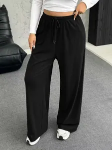 Women High Waist Straight Leg Pants Casual Drawstring Loose Trousers Soft Comfortable Breathable Autumn Fashion Bottoms