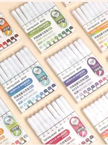 Vue détaillée de plusieurs sets de marqueurs acryliques 9 couleurs en séries variées