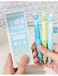 Close-up of cute mechanical pencil with ergonomic soft grip for student handwriting