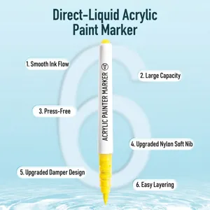 Feutre peinture acrylique jaune professionnel à pointe pinceau souple en nylon doux