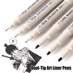Double-Ended Outline Pen Set Art Drawing Fineliner Pens Waterproof Quick-Drying Black Ink Pens Fiber Tip Painting Markers