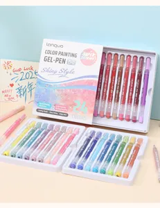 Professional set of 24 sparkling glitter gel pens with 1.0mm tips for creative art projects