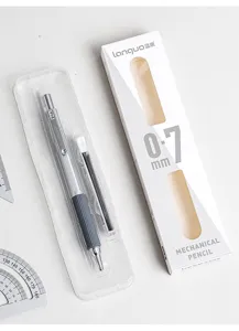 Detailed view of professional 0.7mm metal mechanical pencil set including refill leads