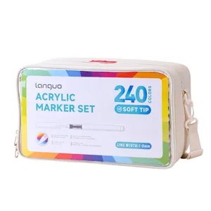 240 colors professional acrylic marker set with soft tips in a cream storage bag