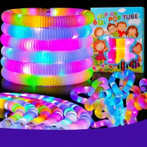 Tubi Pop Luminosi LED Giocattoli Fidget Tubo Telescopico Sensoriale Elasticizzato Si Illumina al Buio Plastica Sollievo dallo Stress per Bambini