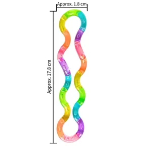 Colorful twisting fidget toy with rainbow segments, 17.8cm length