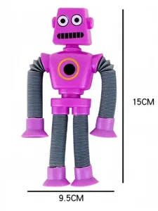 Lila Roboter-Antistress-Spielzeug mit Saugnäpfen, 15 cm hoch für sensorische Übungen