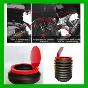 Seau de rangement de voiture pliable multifonctionnel et poubelle avec couvercle rouge