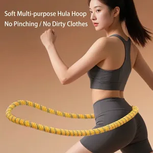 Hula Hoop de Resorte Suave con Peso Envoltura de Poliéster Entrenador de Cintura Silencioso Equipo de Fitness Ajustable para Gimnasio en Casa