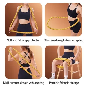 Hula hoop silencioso de resorte suave con peso y funda de poliéster para fitness y cintura.