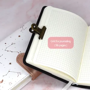 Elegante cuaderno planificador 2025 constelación con 96 páginas de cuadrícula para diario