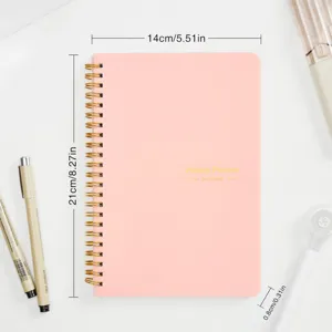 Agenda settimanale A5 a spirale, dimensioni 14x21cm, copertina rosa