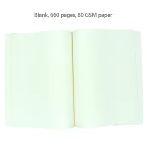 Close-up view of 80 GSM blank pages in a 660-page thickened sketchbook for drawing.