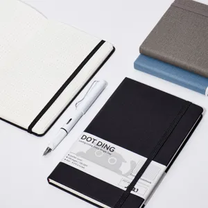 A5 Dot Grid Notebook Bullet Journal Cloth Hardcover Notebook Business Office Diary With Elastic Band Bookmark Pocket Stationery Gift