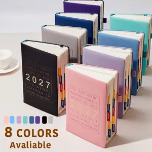 Carnet de planning 2027 A5 en anglais avec onglets d'index en 8 couleurs