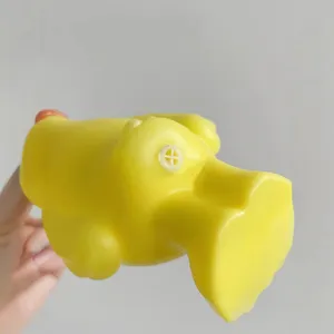 Giocattolo pop tube a forma di papera gialla con collo retrattile e fischietto antistress