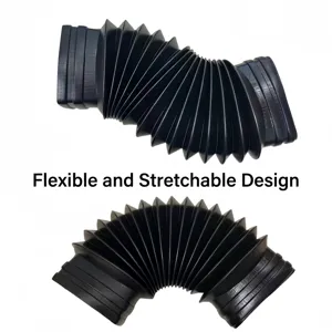 Flexible black PP air conditioning vent hose showing stretchable accordion design