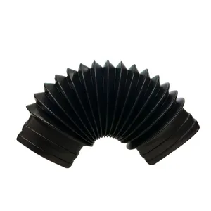 Macro view of flexible black PP air conditioning ventilation hose with bellows design