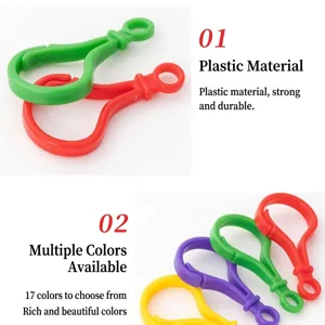 Set of colorful plastic bulb-shaped lobster clasps for keychains and DIY crafts